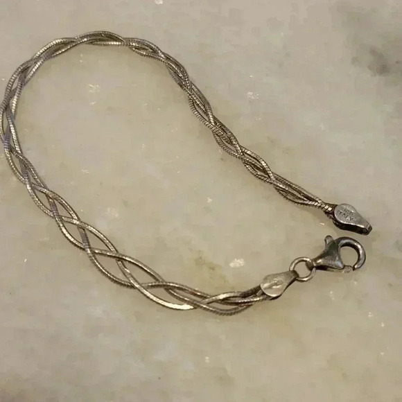 Bracelet Dyadema Italy Sterling Silver Braided Intertwined Snake - Picture 6 of 7
